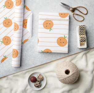 Niedliche Orangen-Druck - Papierrolle Geschenkpapier