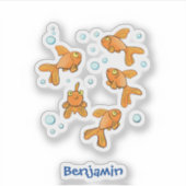 Niedliche Orangen-Goldfisch-Cartoon-Abbildung Aufkleber (Vorderseite)