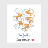 Niedliche Orangen-Goldfisch-Cartoon-Abbildung Aufkleber (Blatt)