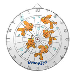 Niedliche Orangen-Goldfisch-Cartoon-Abbildung Dartscheibe