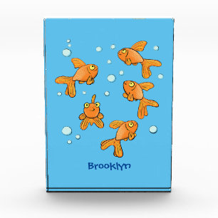 Niedliche Orangen-Goldfisch-Cartoon-Abbildung Fotoblock