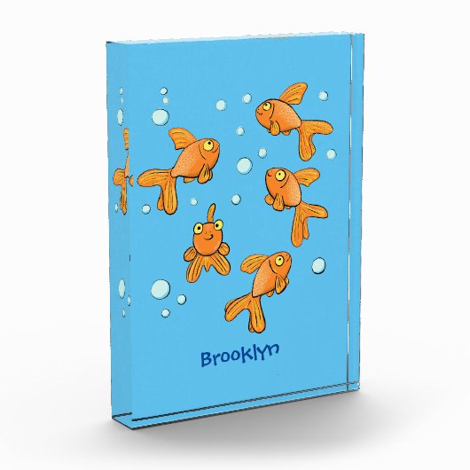 Niedliche Orangen-Goldfisch-Cartoon-Abbildung Fotoblock (Links)