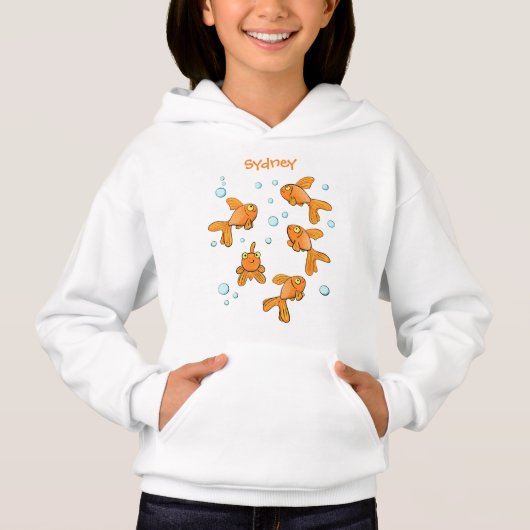Niedliche Orangen-Goldfisch-Cartoon-Abbildung Hoodie (Vorderseite)