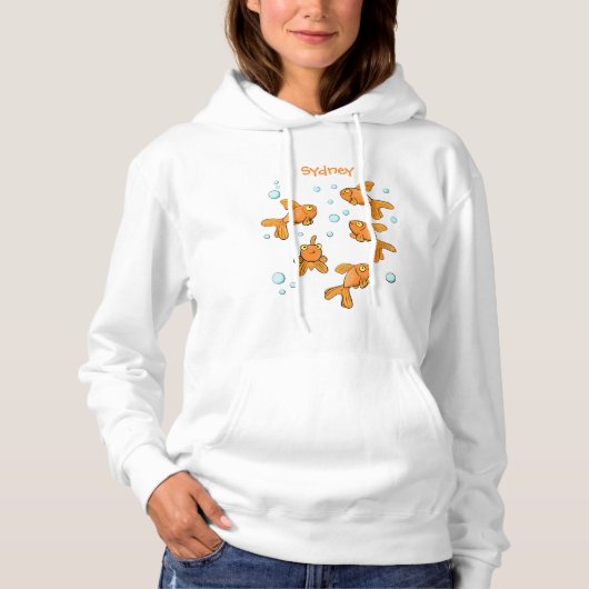 Niedliche Orangen-Goldfisch-Cartoon-Abbildung Hoodie (Vorderseite)