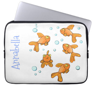 Niedliche Orangen-Goldfisch-Cartoon-Abbildung Laptopschutzhülle