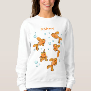 Niedliche Orangen-Goldfisch-Cartoon-Abbildung Sweatshirt