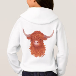 Niedliche Orangen-Hochland-Kuh-Illustration Hoodie