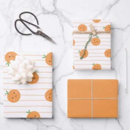 Niedliche Orangen-Printwerbung - Set für Papierver Geschenkpapier Set
