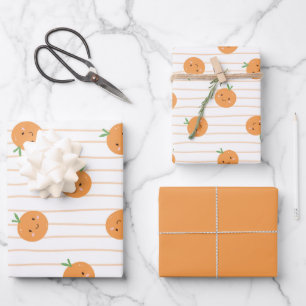 Niedliche Orangen-Printwerbung - Set für Papierver Geschenkpapier Set