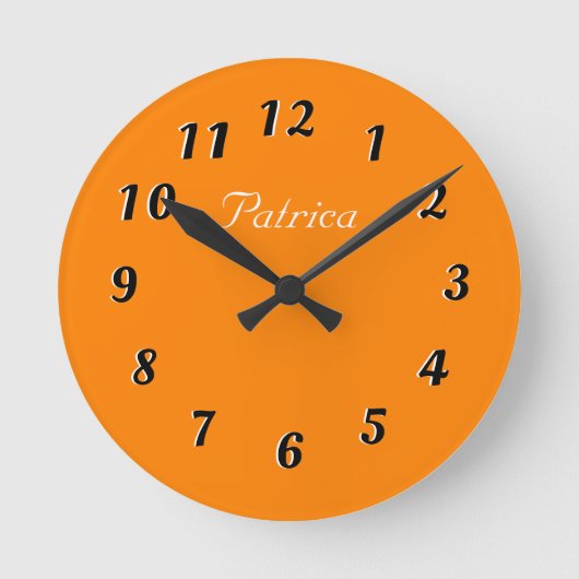 Niedliche Orangen- und Personalisierte Wall-Uhr Runde Wanduhr (Vorderseite)