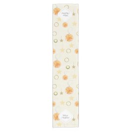 Niedliche Orangen und Sterne auf Beige Kurzer Tischläufer