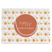 Niedliche Orangen und Sterne im Winterweiß Große Geschenktüte (Vorderseite)