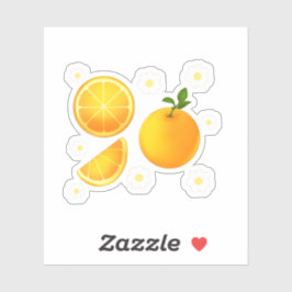 Niedliche Orangen und weiße Blume Aufkleber