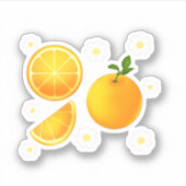 Niedliche Orangen und weiße Blume Aufkleber (Vorderseite)