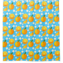 Niedliche Orangen und weiße Blume Duschvorhang