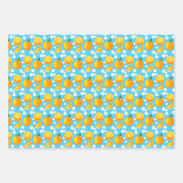 Niedliche Orangen und weiße Blume Geschenkpapier Set
