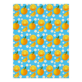 Niedliche Orangen und weiße Blume Poster