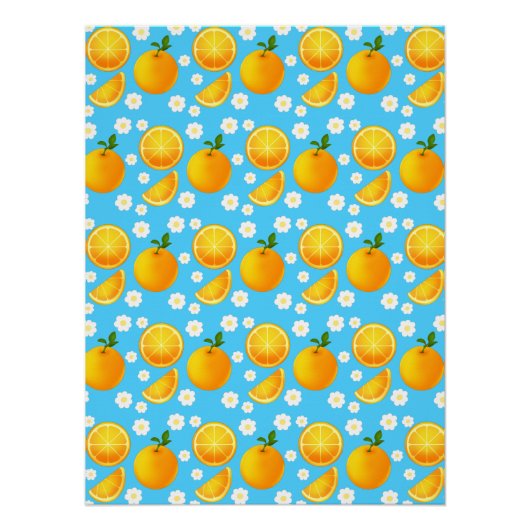 Niedliche Orangen und weiße Blume Poster (Vorderseite)