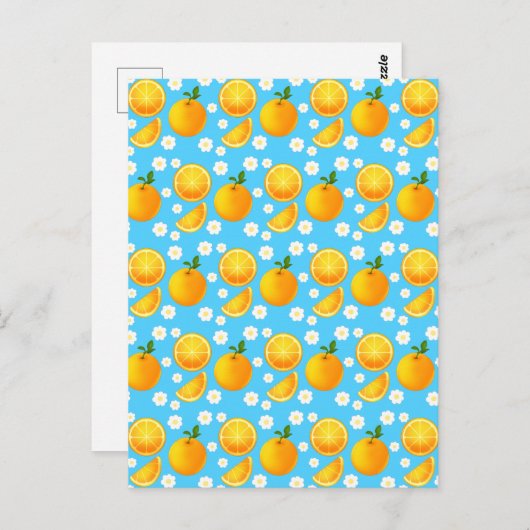 Niedliche Orangen und weiße Blume Postkarte (Vorne/Hinten)