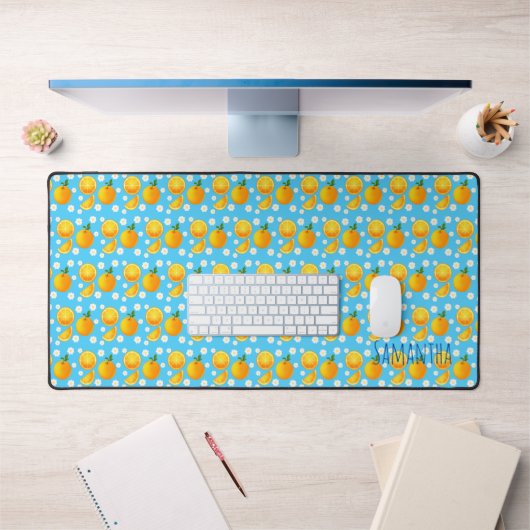 Niedliche Orangen und weiße Blume Schreibtischunterlage (Büro 1)