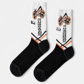 Niedliche Orangen-, Weiß- und Schwarzkrüge Socken (Linkes Detail)