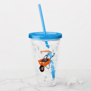 Niedliche Orangenbartendarstellung des Cartoon Acryltrinkbecher