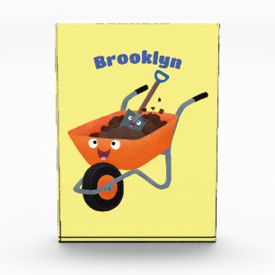 Niedliche Orangenbartendarstellung des Cartoon Fotoblock