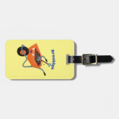 Niedliche Orangenbartendarstellung des Cartoon Gepäckanhänger (Vorderseite horizontal)