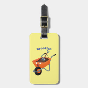 Niedliche Orangenbartendarstellung des Cartoon Gepäckanhänger