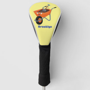 Niedliche Orangenbartendarstellung des Cartoon Golf Headcover