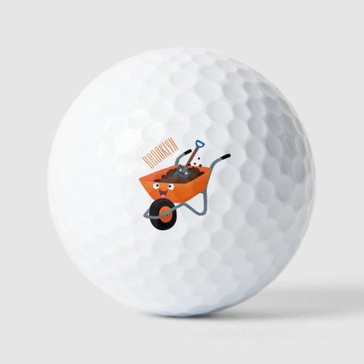 Niedliche Orangenbartendarstellung des Cartoon Golfball (Vorderseite)