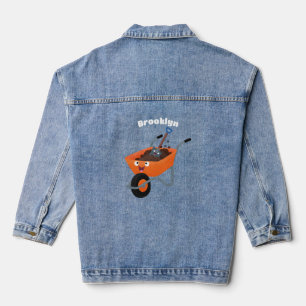 Niedliche Orangenbartendarstellung des Cartoon Jeansjacke