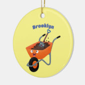 Niedliche Orangenbartendarstellung des Cartoon Keramik Ornament (Links)