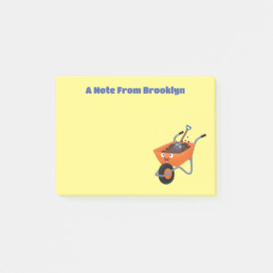 Niedliche Orangenbartendarstellung des Cartoon Post-it Klebezettel
