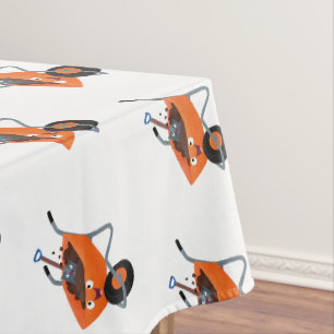 Niedliche Orangenbartendarstellung des Cartoon Tischdecke