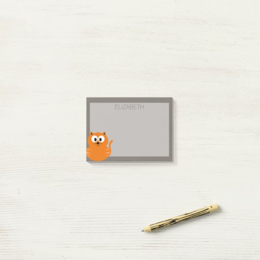 Niedliche Orangenfettkatze mit Taupe Personalisier Post-it Klebezettel (Auf Schreibtisch)