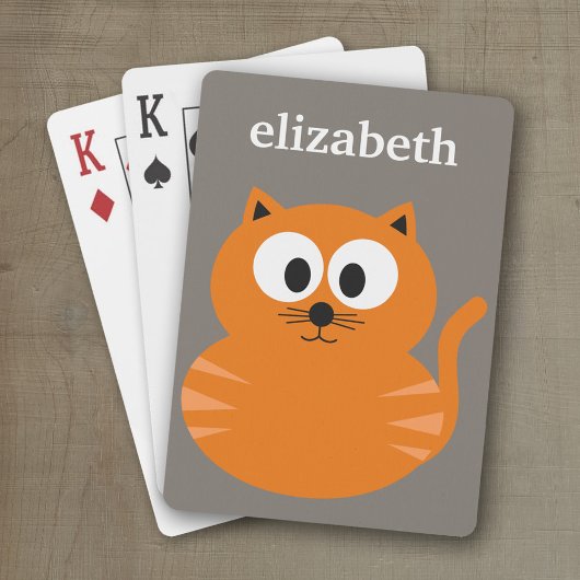 Niedliche Orangenfettkatze mit Taupe Personalisier Spielkarten