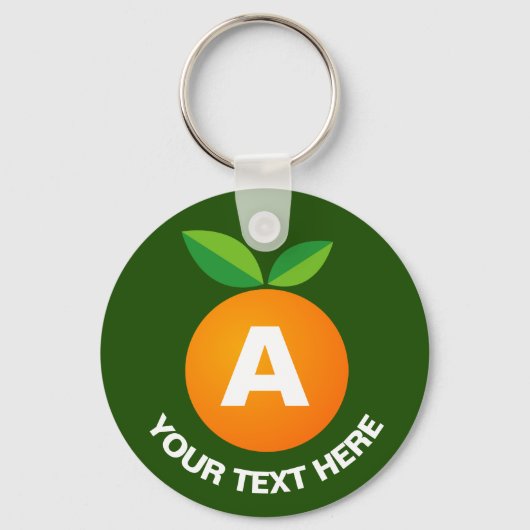 Niedliche Orangenfrucht-kundenspezifische Monogram Schlüsselanhänger (Vorderseite)