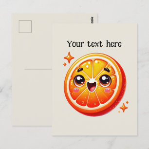 Niedliche Orangenfruchtliebhaber auf der Postkarte