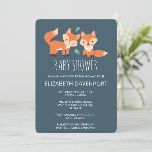 Niedliche Orangenfüchse Babydusche (Stehend Vorderseite)