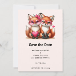 Niedliche Orangenfüchse bei Hochzeiten von Lieben Save The Date