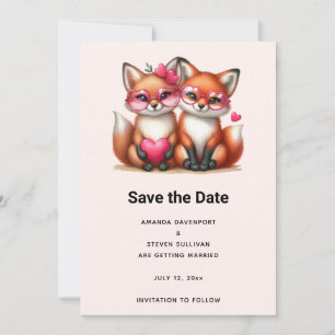 Niedliche Orangenfüchse bei Hochzeiten von Lieben Save The Date
