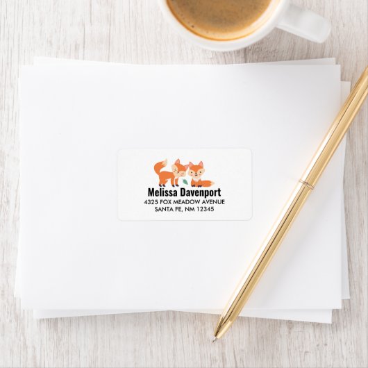 Niedliche Orangenfüchse Grafik Adressaufkleber (Insitu)