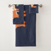 Niedliche Orangenfüchse Grafik Badhandtuch Set (Insitu)