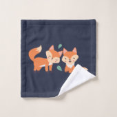 Niedliche Orangenfüchse Grafik Badhandtuch Set (Waschlappen)