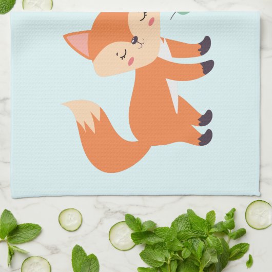 Niedliche Orangenfüchse Grafik Geschirrtuch (Gefaltet)