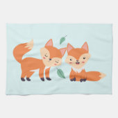 Niedliche Orangenfüchse Grafik Geschirrtuch (Horizontal)