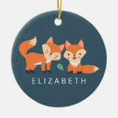 Niedliche Orangenfüchse Grafik Keramik Ornament (Vorne)