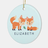 Niedliche Orangenfüchse Grafik Keramik Ornament (Links)