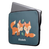 Niedliche Orangenfüchse Grafik Laptopschutzhülle (Vorderseite Links)